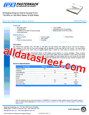 PE2CP1033 Datasheet PDF - Pasternack Enterprises, Inc.