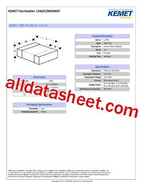 L0402C2N0SRMST Datasheet PDF - Kemet Corporation