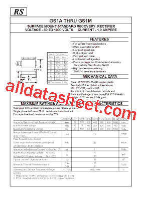 GS1A-GS1M Datasheet PDF - List of Unclassifed Manufacturers