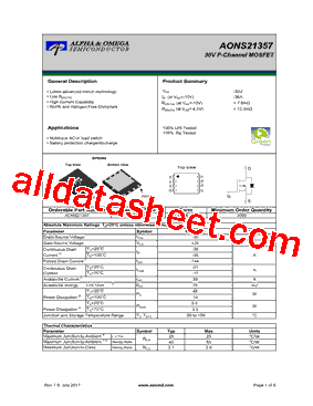 AONS21357 Datasheet PDF - Alpha & Omega Semiconductors