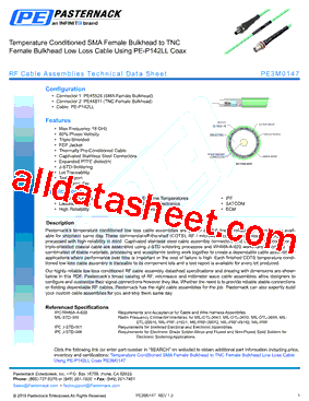 PE3M0147 Datasheet PDF - Pasternack Enterprises, Inc.