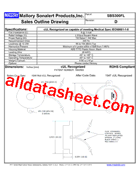 SBS300FL Datasheet PDF - Mallory Sonalert Products Inc