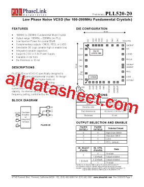 PLL520-20 Datasheet PDF - PhaseLink Corporation