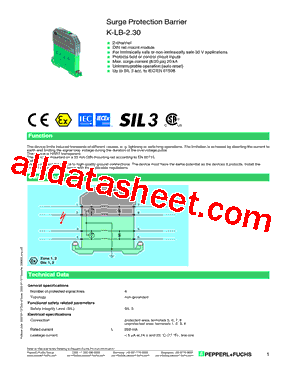 K-LB-2.30 Datasheet PDF - Pepperl+Fuchs Inc.