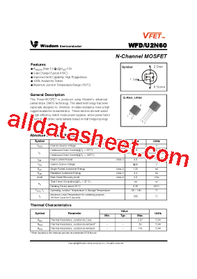 WFU2N60 Datasheet PDF - Wisdom technologies Int`l