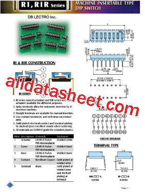 RIR-01-H-T Datasheet PDF - DB Lectro Inc