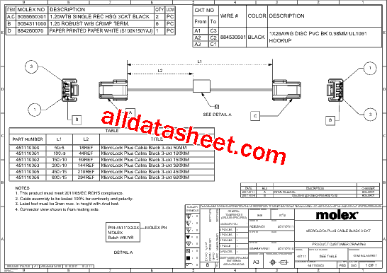 451110303 Datasheet PDF - Molex Electronics Ltd.