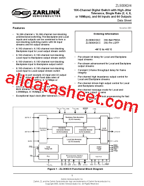 ZL50062 Datasheet PDF - Zarlink Semiconductor Inc
