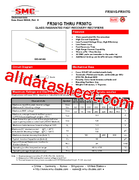 FR301G Datasheet PDF - SMC Diode Solutions Co. LTD