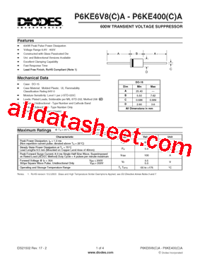 P6KE6V8A-T Datasheet PDF - Diodes Incorporated