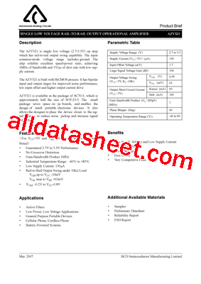 AZV321 Datasheet PDF - BCD Semiconductor Manufacturing Limited