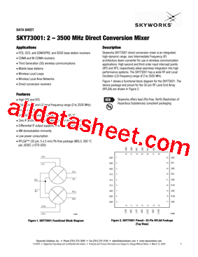 SKY73001 Datasheet PDF - Skyworks Solutions Inc.
