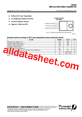 BUX84 Datasheet PDF - Power Innovations Ltd