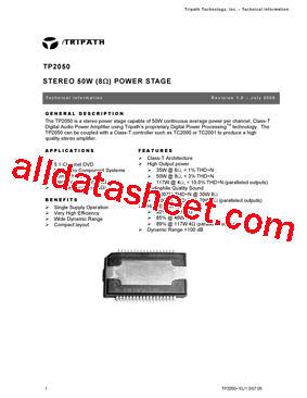 TP2050 Datasheet PDF - Tripath Technology Inc.