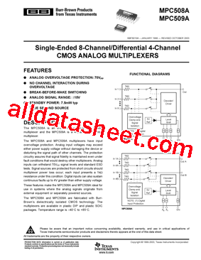 MPC508A Datasheet PDF - Burr-Brown (TI)