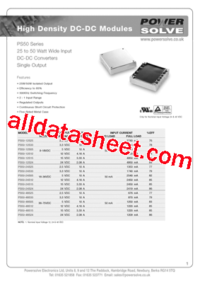 PS50-48S24 Datasheet PDF - List of Unclassifed Manufacturers