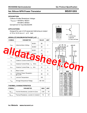 BD201 Datasheet PDF - Inchange Semiconductor Company Limited