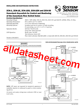 ZCK-1 Datasheet PDF - Systemsensor advanced ideas.
