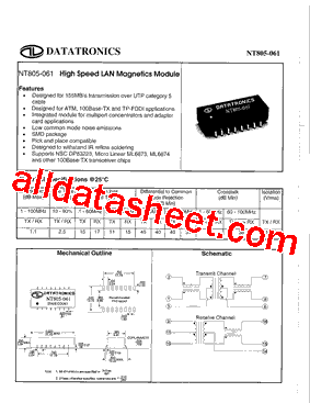 NT805-061 Datasheet PDF - Datatronic Distribution, Inc.