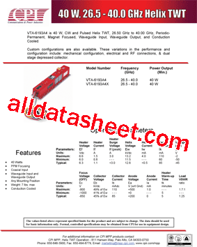 VTA-6193A4X Datasheet PDF - Communications & Power Industries, Inc.