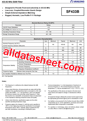 SF433B Datasheet PDF - Vanlong Technology Co., Ltd.