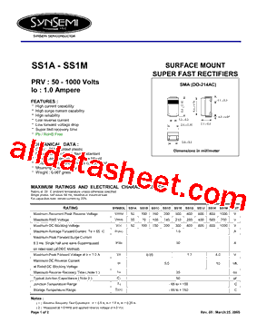 SS1A Datasheet PDF - SynSemi, Inc.