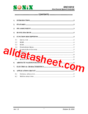 SNC15016 Datasheet PDF - SONiX Technology Company