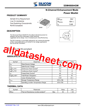 SSM4800AGM Datasheet PDF - Silicon Standard Corp.