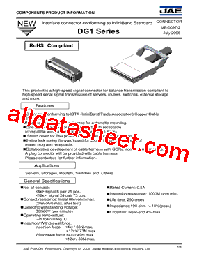 DG1 Datasheet PDF - Japan Aviation Electronics Industry, Ltd.
