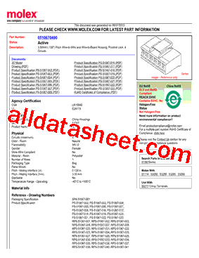 0510670400 Datasheet PDF - Molex Electronics Ltd.