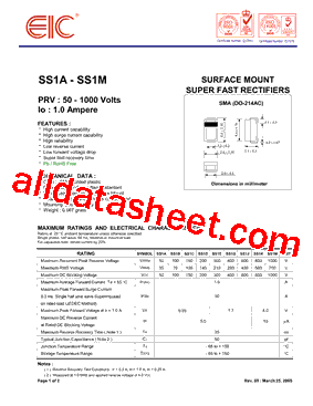 SS1A Datasheet PDF - EIC discrete Semiconductors