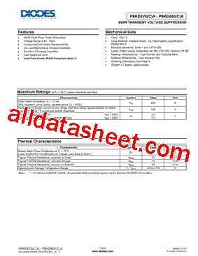 P6KE6V8A Datasheet PDF - Diodes Incorporated