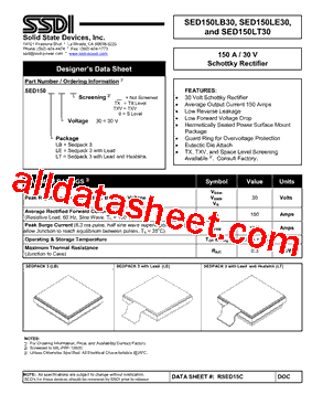 SED150LB30 Datasheet PDF - Solid States Devices, Inc