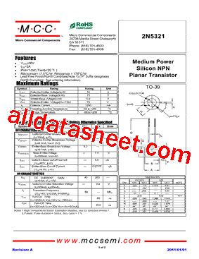 2N5321 Datasheet PDF - Micro Commercial Components