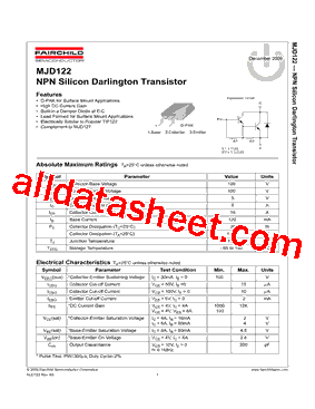 MJD122 Datasheet PDF - Fairchild Semiconductor