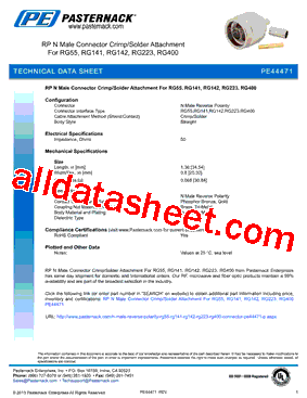 PE44471 Datasheet PDF - Pasternack Enterprises, Inc.