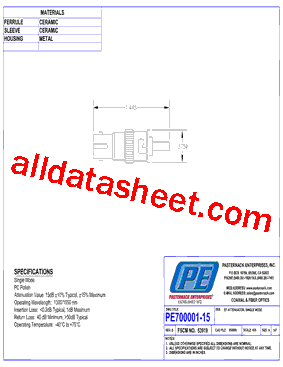 PE700001-15 Datasheet PDF - Pasternack Enterprises, Inc.