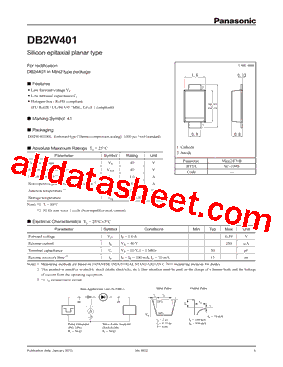 DB2W401 Datasheet PDF - Panasonic Battery Group