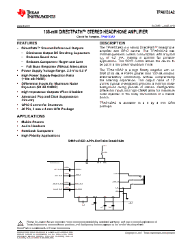 TPA6133A2 Datasheet PDF - Texas Instruments