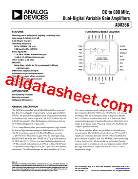 AD8366ACPZ-R7 Datasheet PDF - Analog Devices