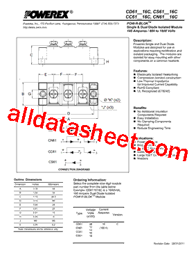 CC611016C Datasheet PDF - Power Analog Micoelectronics