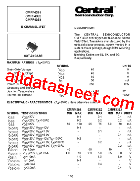 CMPF4391 Datasheet PDF - Central Semiconductor Corp