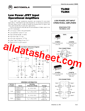 TL062 Datasheet PDF - Motorola, Inc