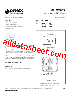 GP1200FSS18 Datasheet PDF - Dynex Semiconductor