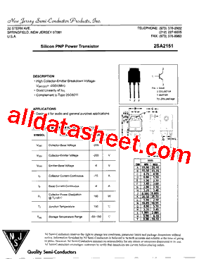 2SA2151 Datasheet PDF - New Jersey Semi-Conductor Products, Inc.
