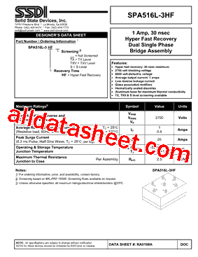 RA0108A Datasheet PDF - Solid States Devices, Inc