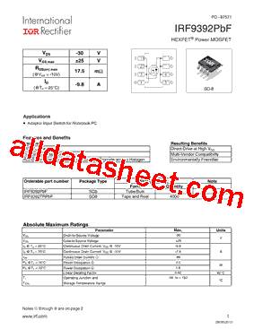 IRF9392PBF Datasheet PDF - International Rectifier