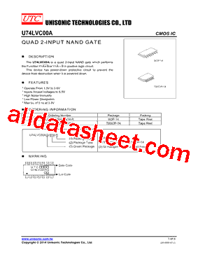 U74LVC00AG-P14-R Datasheet PDF - Unisonic Technologies
