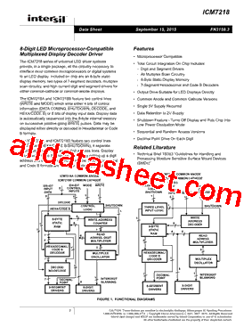 ICM7218 Datasheet PDF - Intersil Corporation