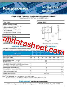 D2UB05 Datasheet PDF - Kingtronics International Company